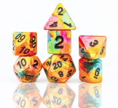 Sirius Dice: 7 Set Polyhedral Rainbow Gold (tube) SDZ0009-05